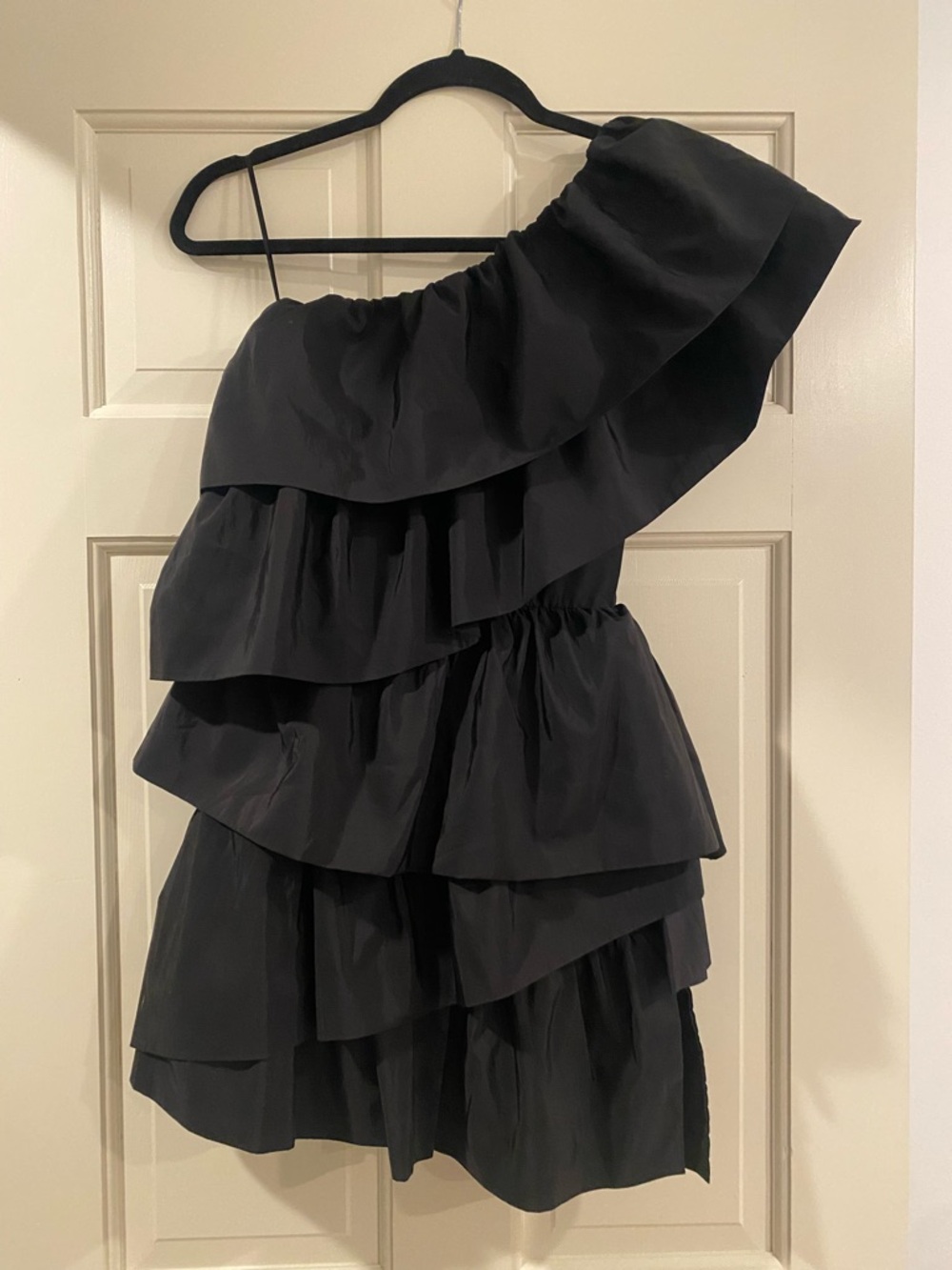 Endless Rose Black Ruffled One-Shoulder Dress